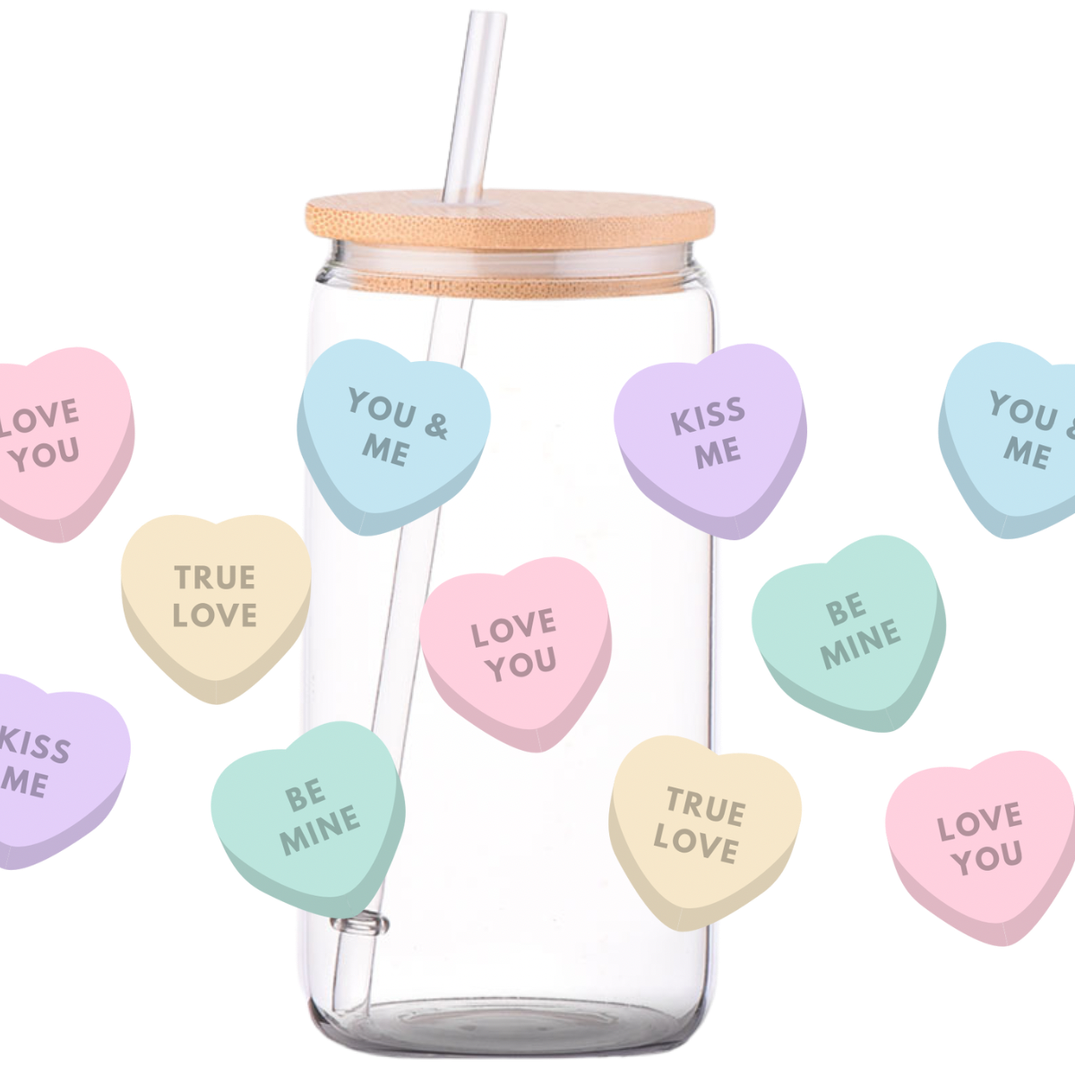 Conversation Hearts - Valentine’s Day Glass Can