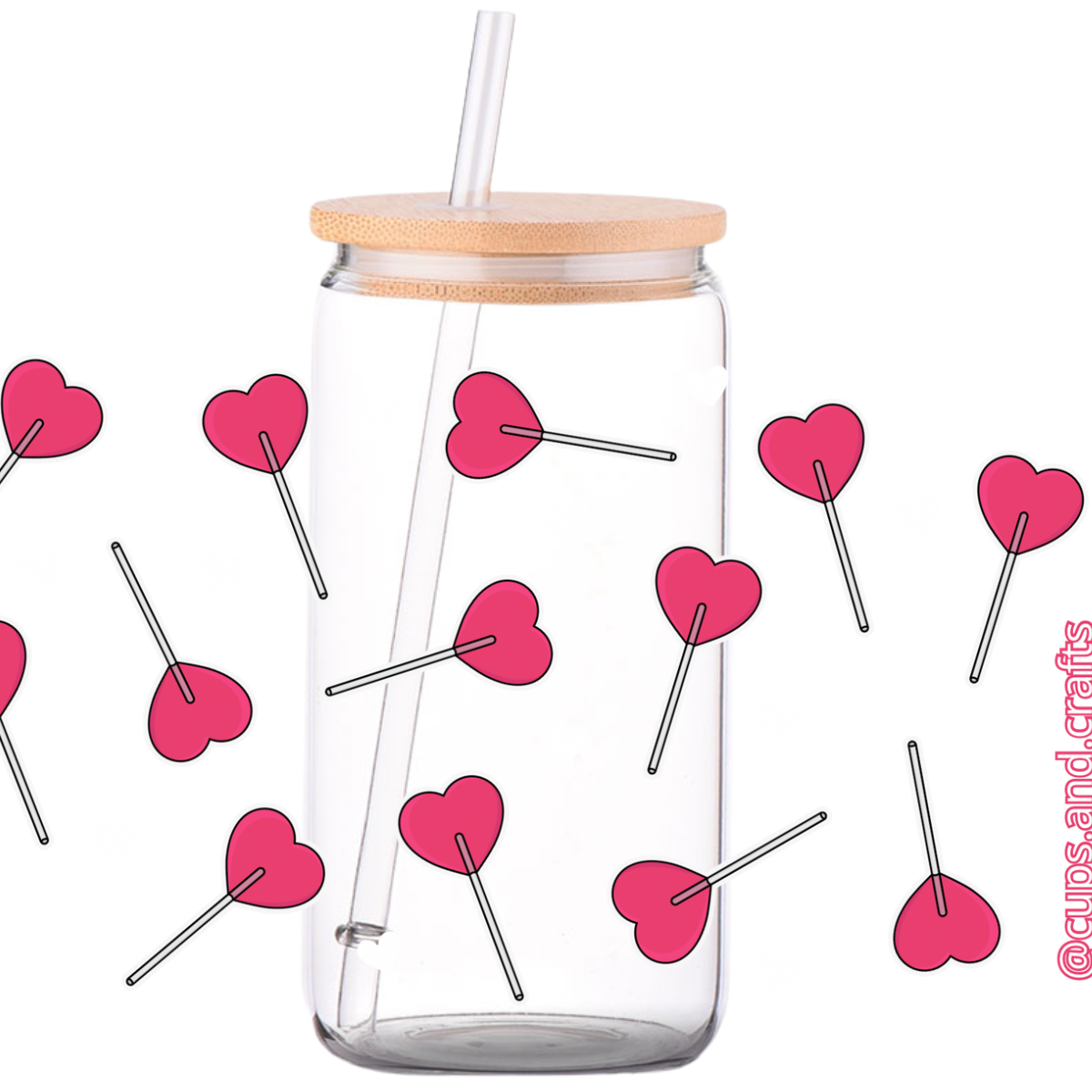 Hearts Lollipop - Valentine’s Day Glass Can