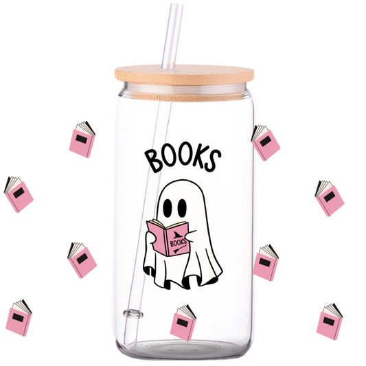 Ghost Books - Halloween Glass Can