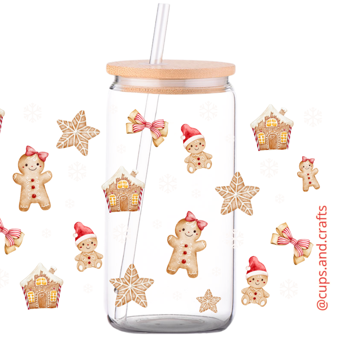 Gingerbread man - Christmas Glass Can