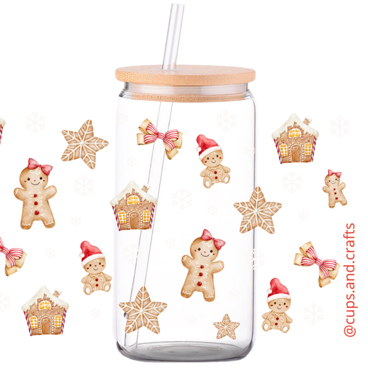 Gingerbread man - Christmas Glass Can
