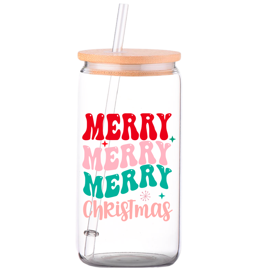 Merry Merry Merry - Christmas Glass Can