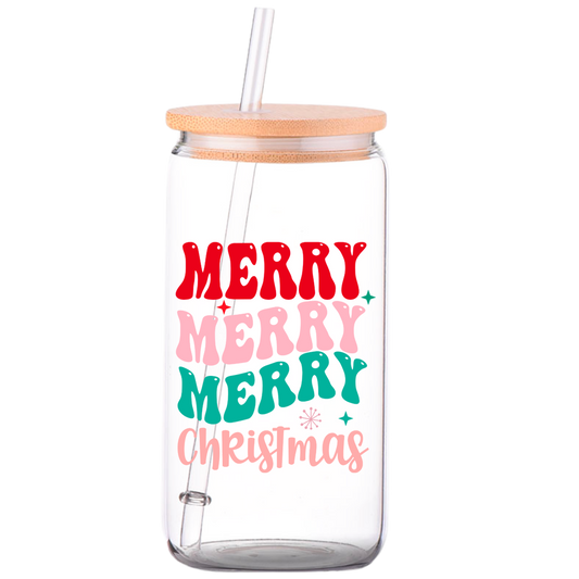 Merry Merry Merry - Christmas Glass Can