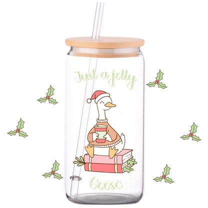 Just a Jolly Goose - Christmas Glass Can