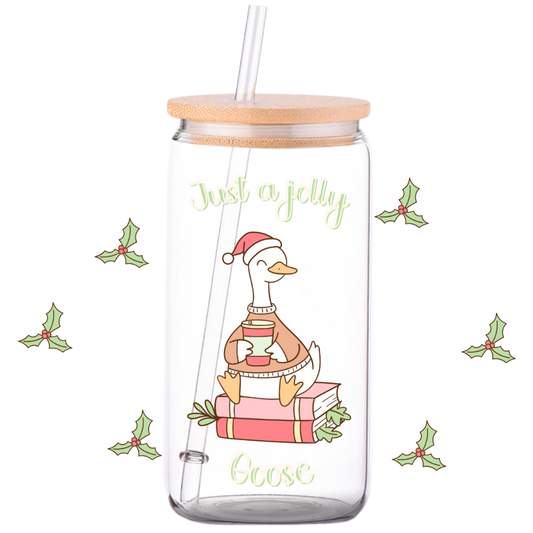 Just a Jolly Goose - Christmas Glass Can
