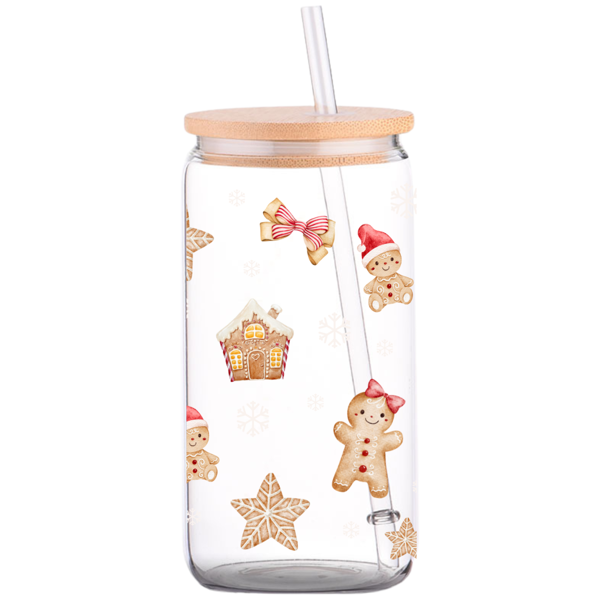 Gingerbread man - Christmas Glass Can